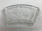 Japanese Sasaki Crystal Glass Sashimi Plate Kozara Vtg Fan Shape Plant Clear Y90