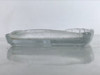 Japanese Sasaki Crystal Glass Sashimi Plate Kozara Vtg Fan Shape Plant Clear Y90