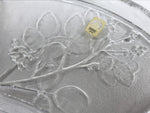 Japanese Sasaki Crystal Glass Sashimi Plate Kozara Vtg Fan Shape Plant Clear Y91