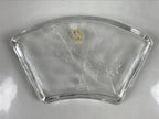 Japanese Sasaki Crystal Glass Sashimi Plate Kozara Vtg Fan Shape Plant Clear Y91