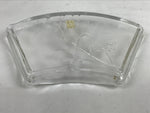 Japanese Sasaki Crystal Glass Sashimi Plate Kozara Vtg Fan Shape Plant Clear Y91