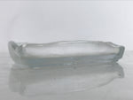 Japanese Sasaki Crystal Glass Sashimi Plate Kozara Vtg Fan Shape Plant Clear Y91