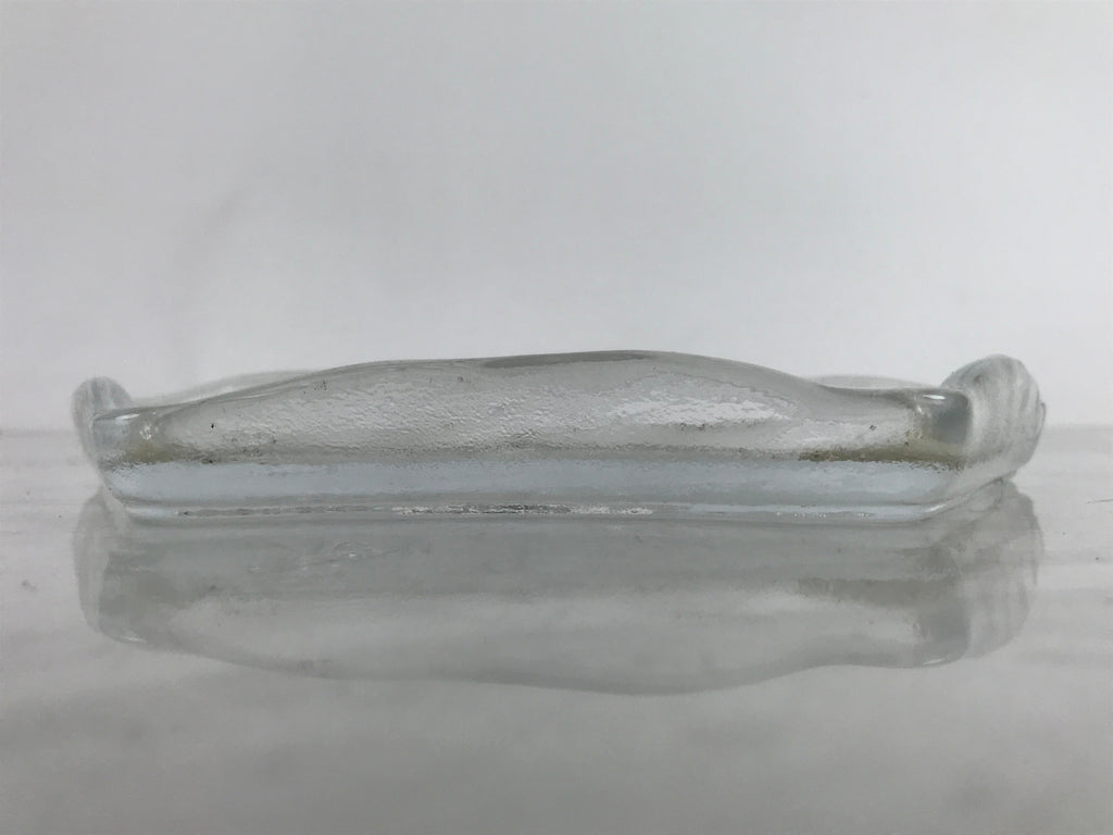Japanese Sasaki Crystal Glass Sashimi Plate Kozara Vtg Fan Shape Plant Clear Y92
