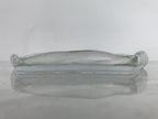 Japanese Sasaki Crystal Glass Sashimi Plate Kozara Vtg Fan Shape Plant Clear Y92