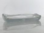 Japanese Sasaki Crystal Glass Sashimi Plate Kozara Vtg Fan Shape Plant Clear Y92