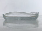 Japanese Sasaki Crystal Glass Sashimi Plate Kozara Vtg Fan Shape Plant Clear Y92