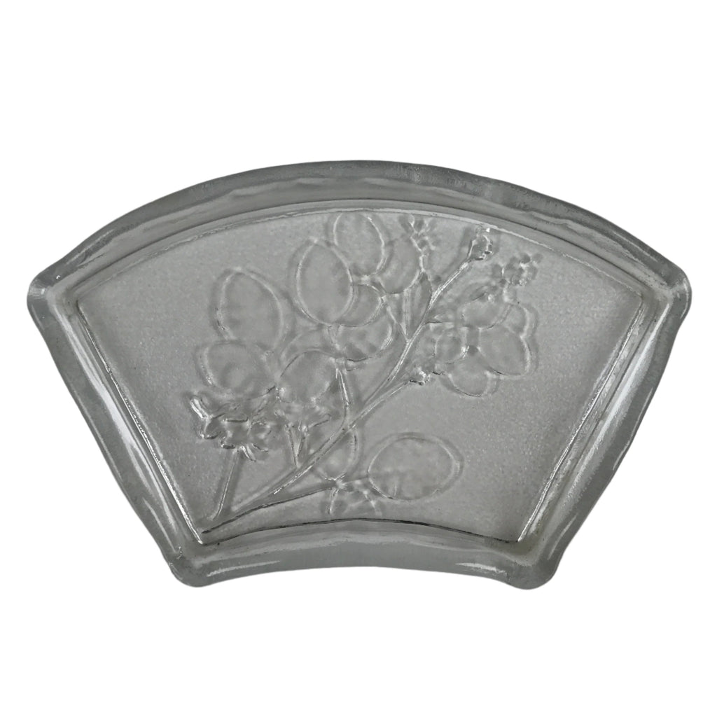Japanese Sasaki Crystal Glass Sashimi Plate Kozara Vtg Fan Shape Plant Clear Y92