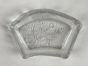 Japanese Sasaki Crystal Glass Small Serving Dish Vtg Fan Shape Plant Clear Y72