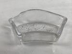 Japanese Sasaki Crystal Glass Small Serving Dish Vtg Fan Shape Plant Clear Y72