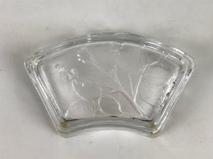 Japanese Sasaki Crystal Glass Small Serving Dish Vtg Fan Shape Plant Clear Y72