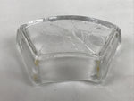 Japanese Sasaki Crystal Glass Small Serving Dish Vtg Fan Shape Plant Clear Y72