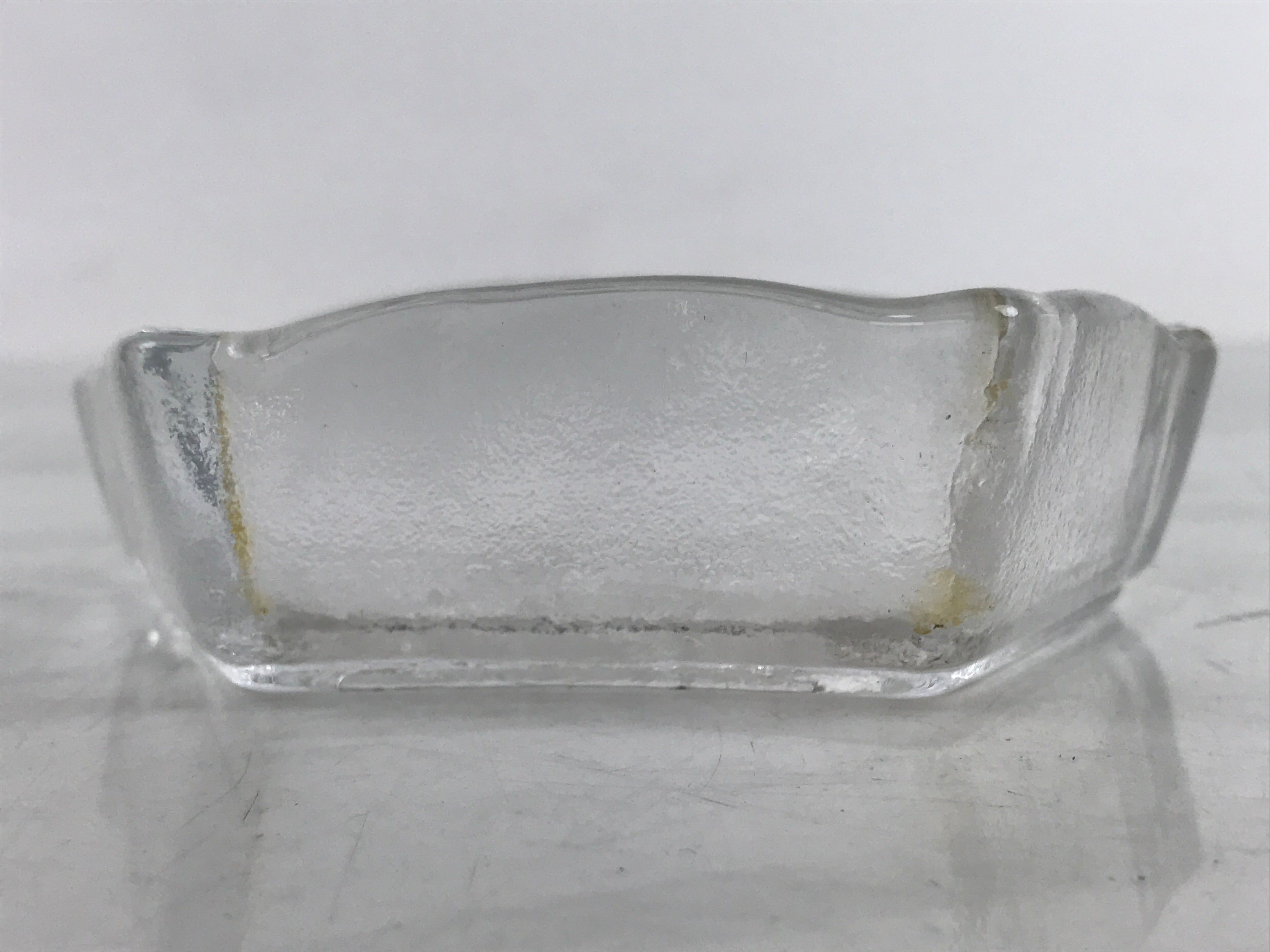 Japanese Sasaki Crystal Glass Small Serving Dish Vtg Fan Shape Plant Clear Y72