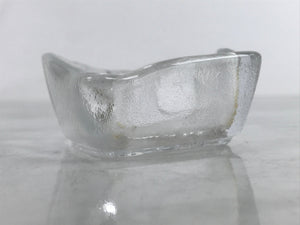 Japanese Sasaki Crystal Glass Small Serving Dish Vtg Fan Shape Plant Clear Y72