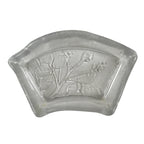 Japanese Sasaki Crystal Glass Small Serving Dish Vtg Fan Shape Plant Clear Y72