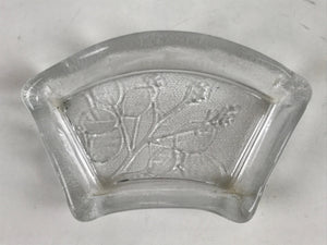 Japanese Sasaki Crystal Glass Small Serving Dish Vtg Fan Shape Plant Clear Y73