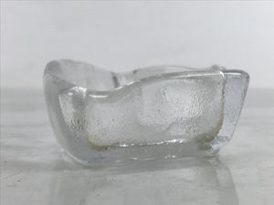 Japanese Sasaki Crystal Glass Small Serving Dish Vtg Fan Shape Plant Clear Y73