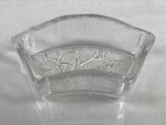 Japanese Sasaki Crystal Glass Small Serving Dish Vtg Fan Shape Plant Clear Y74