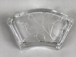 Japanese Sasaki Crystal Glass Small Serving Dish Vtg Fan Shape Plant Clear Y74