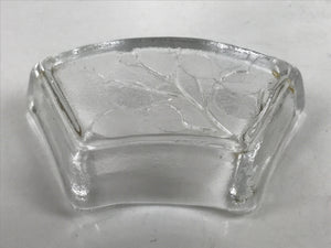 Japanese Sasaki Crystal Glass Small Serving Dish Vtg Fan Shape Plant Clear Y74