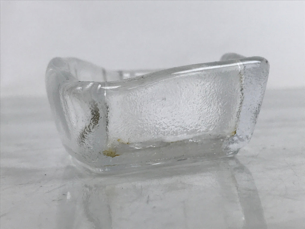 Japanese Sasaki Crystal Glass Small Serving Dish Vtg Fan Shape Plant Clear Y74