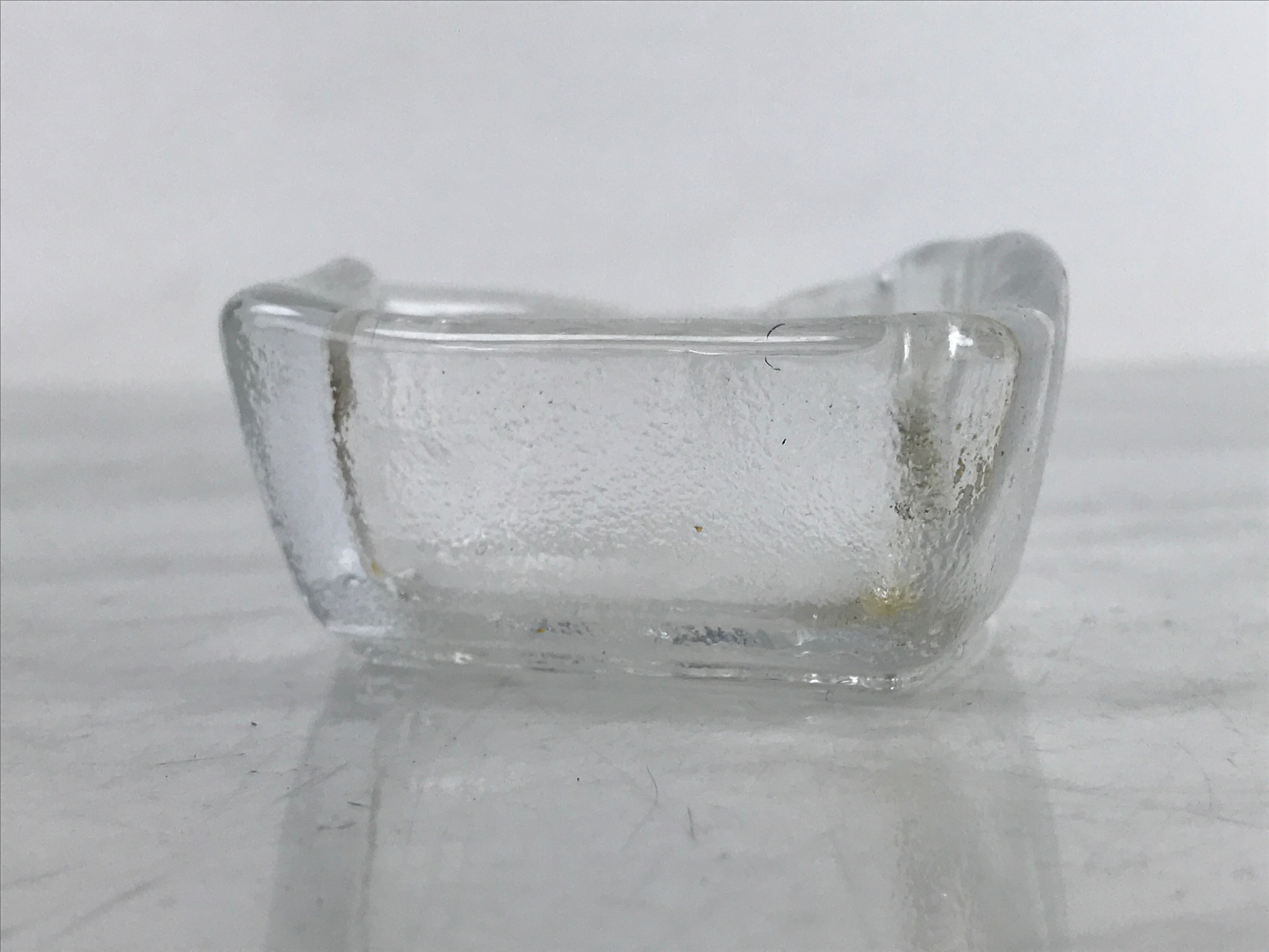 Japanese Sasaki Crystal Glass Small Serving Dish Vtg Fan Shape Plant Clear Y74