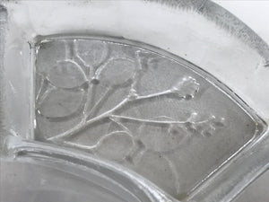 Japanese Sasaki Crystal Glass Small Serving Dish Vtg Fan Shape Plant Clear Y75