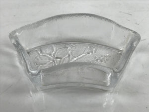 Japanese Sasaki Crystal Glass Small Serving Dish Vtg Fan Shape Plant Clear Y75