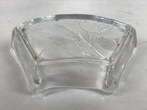 Japanese Sasaki Crystal Glass Small Serving Dish Vtg Fan Shape Plant Clear Y75