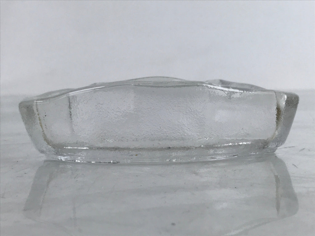 Japanese Sasaki Crystal Glass Small Serving Dish Vtg Fan Shape Plant Clear Y75