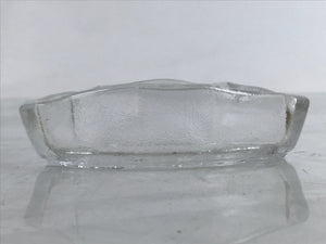 Japanese Sasaki Crystal Glass Small Serving Dish Vtg Fan Shape Plant Clear Y75