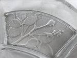 Japanese Sasaki Crystal Glass Small Serving Dish Vtg Fan Shape Plant Clear Y76