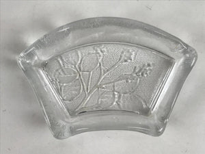 Japanese Sasaki Crystal Glass Small Serving Dish Vtg Fan Shape Plant Clear Y76