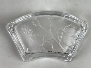 Japanese Sasaki Crystal Glass Small Serving Dish Vtg Fan Shape Plant Clear Y76