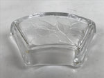 Japanese Sasaki Crystal Glass Small Serving Dish Vtg Fan Shape Plant Clear Y76