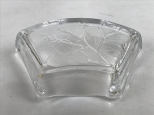 Japanese Sasaki Crystal Glass Small Serving Dish Vtg Fan Shape Plant Clear Y76