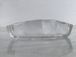 Japanese Sasaki Crystal Glass Small Serving Dish Vtg Fan Shape Plant Clear Y76