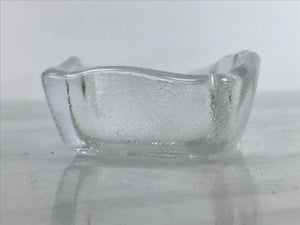 Japanese Sasaki Crystal Glass Small Serving Dish Vtg Fan Shape Plant Clear Y76