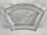 Japanese Sasaki Crystal Glass Small Serving Dish Vtg Fan Shape Plant Clear Y77