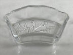 Japanese Sasaki Crystal Glass Small Serving Dish Vtg Fan Shape Plant Clear Y77