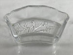 Japanese Sasaki Crystal Glass Small Serving Dish Vtg Fan Shape Plant Clear Y77