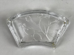 Japanese Sasaki Crystal Glass Small Serving Dish Vtg Fan Shape Plant Clear Y77