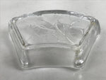 Japanese Sasaki Crystal Glass Small Serving Dish Vtg Fan Shape Plant Clear Y77