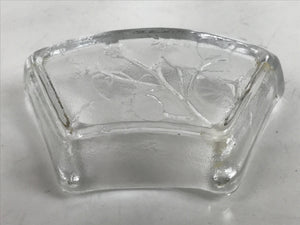 Japanese Sasaki Crystal Glass Small Serving Dish Vtg Fan Shape Plant Clear Y77