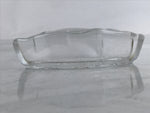 Japanese Sasaki Crystal Glass Small Serving Dish Vtg Fan Shape Plant Clear Y77