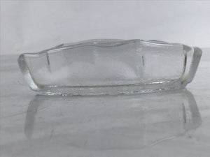 Japanese Sasaki Crystal Glass Small Serving Dish Vtg Fan Shape Plant Clear Y77