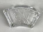 Japanese Sasaki Crystal Glass Small Serving Dish Vtg Fan Shape Plant Clear Y78