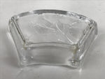 Japanese Sasaki Crystal Glass Small Serving Dish Vtg Fan Shape Plant Clear Y78