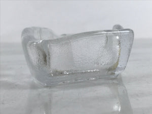 Japanese Sasaki Crystal Glass Small Serving Dish Vtg Fan Shape Plant Clear Y78