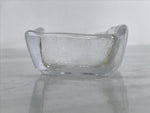 Japanese Sasaki Crystal Glass Small Serving Dish Vtg Fan Shape Plant Clear Y78