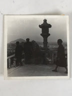 Japanese Scenic Mountain View Photograph Vtg Toro Lantern Path Sepia Tone PH279